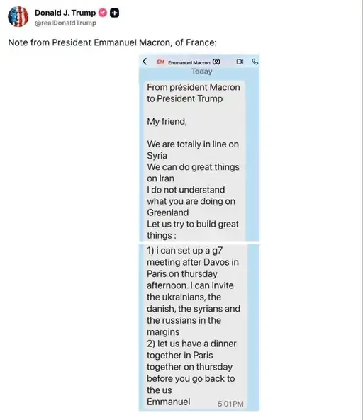 Macron Text Message Trump